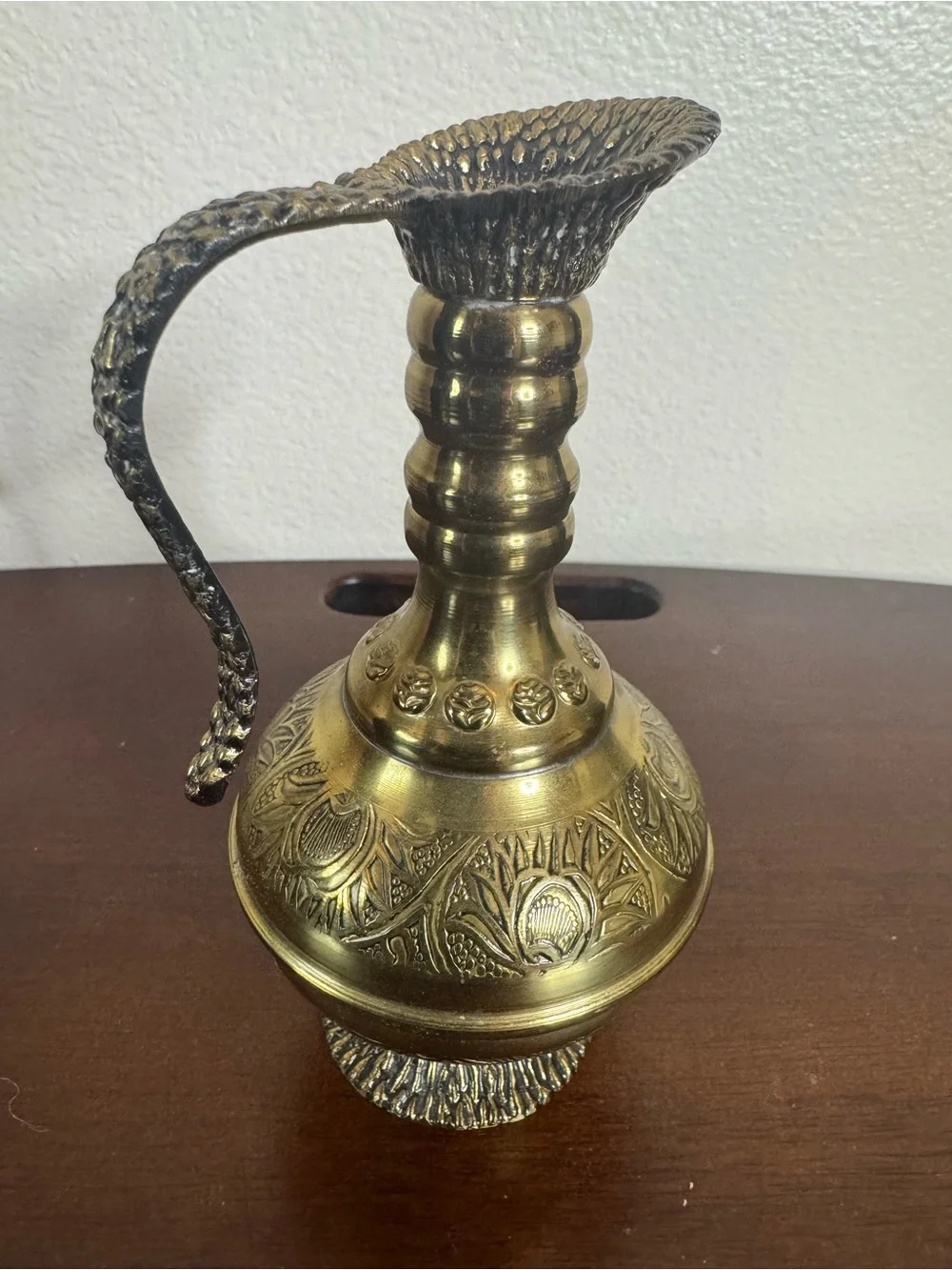Vintage ornate brass pitcher